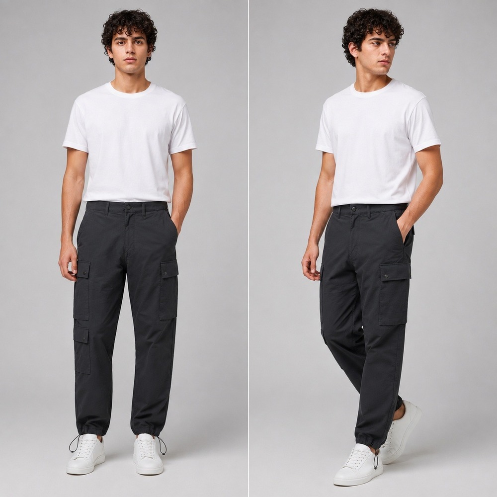 Stone Falcon Mens Black Cargo Utility Pants‎ Tactical Streetwear Size 32